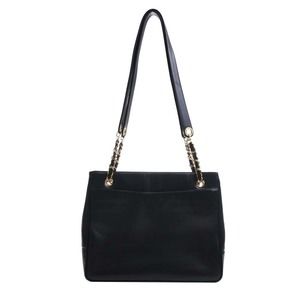 Chanel Leather Coco Mark Chain Tote Bag Black